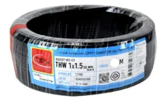 [1008909] สายไฟเดี่ยว THW 1x1.5 100m. ดำ TUW