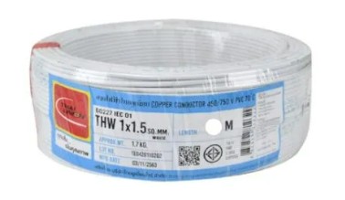[1008916] สายไฟเดี่ยว THW 1x1.5 100m. ขาว TUW