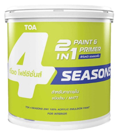 [1009197] สีน้ำภายใน ด้าน 4ss 2IN1 เบส A 1กล. TOA