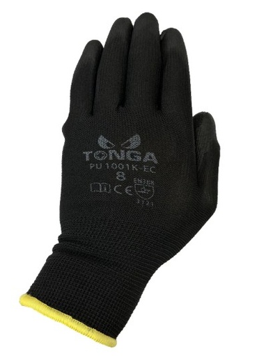 [1009238] ถุงมือไนล่อนเคลือบ PU 1001K-EC เต็มมือ Size L สีดำ TONGA