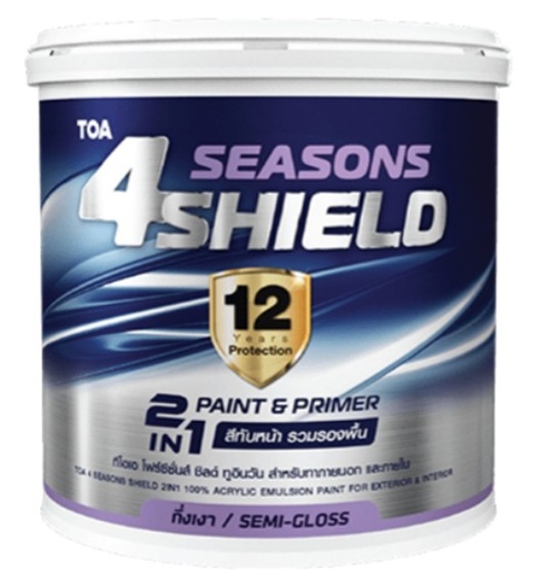 [1009274] สีทับหน้ารวมรองพื้นภายนอกและภายใน 4SS ชิลด์ 2IN1 กึ่งเงา เบสB 1กล. TOA