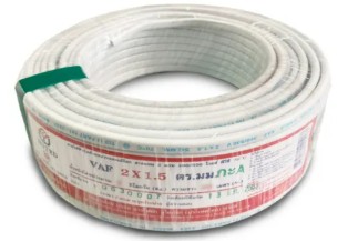 [1009344] สายไฟคู่ VAF 2x1.5 sq.mm 100m. ขาว UNITED