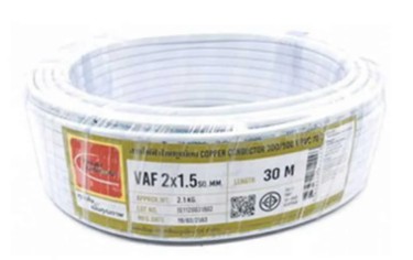 [1009645] สายไฟคู่ VAF 2x1.5 sq.mm 30m. ขาว TUW