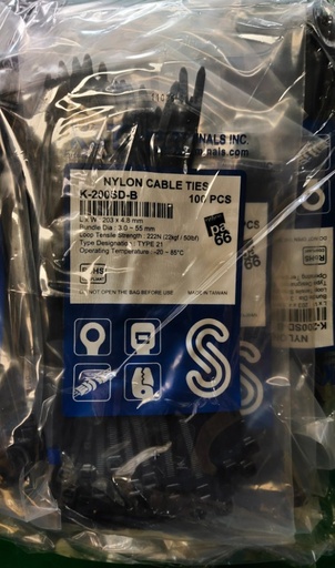 [1009705] เคเบิ้ลไทร์ ET-200SD-B ยาว8" 4.8* สีดำ แพ็ค 100 ชิ้น KST