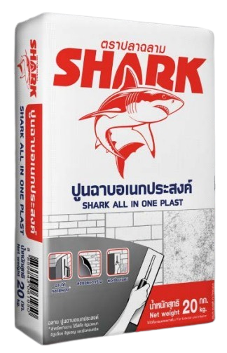 [1009863] ปูนฉาบสำเร็จรูป ฉลาม ออลอินวัน พลาสท์ 20kg. สีเทา TOA