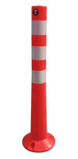 [1010037] เสาจราจร สูง 80 cm. คาดแถบสะท้อนแสง 3 แถบ วัสดุ PU รุ่น ST-C2-PU1