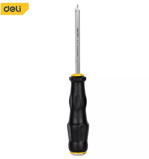 [1000618] ไขควงปากแฉก PH2x100mm Cr-v EDL627004 ด้ามทะลุ DELI+